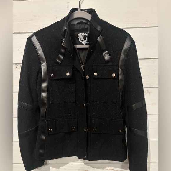 Black Utility Jacket with Military-Inspired Design in size small - Picture 2 of 15